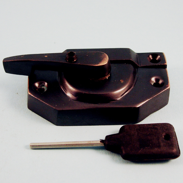 THD194L/AC • Locking • Antique Copper • Locking Modern Sash Fastener